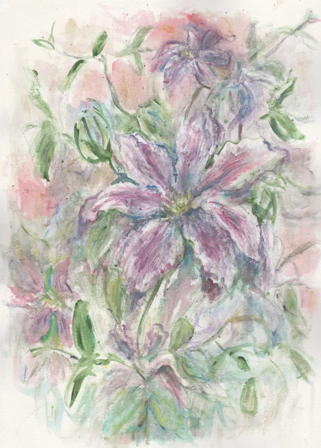 A watercolour painting of flowers